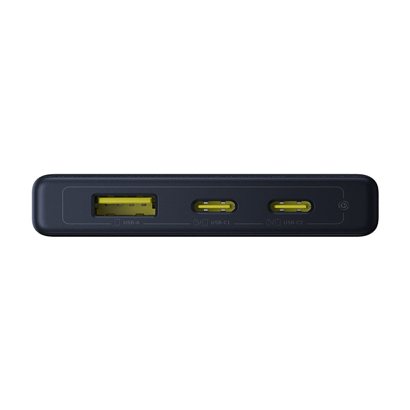 Black USB hub with multiple ports on a white background