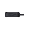 Black electronic device with text on a white background
