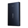 Black power bank with digital display and Baseus branding on a white background