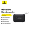 Baseus portable wireless speaker with features listed on a white background
