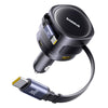 Boseus car charger with USB-C cable on a white background