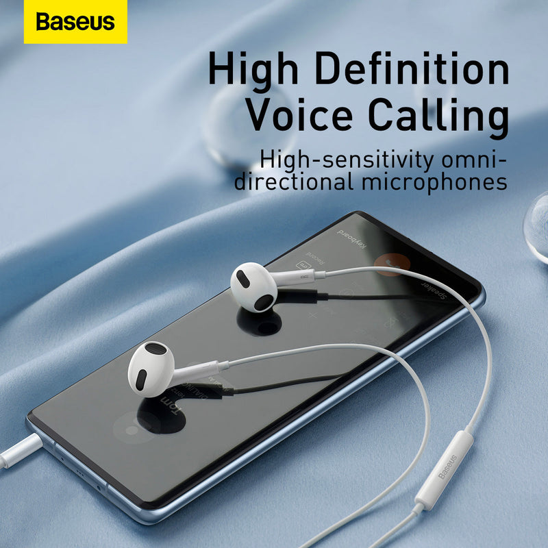 Baseus H17 Encok 3.5mm Lateral In-Ear Wired Earphone with Remote White
