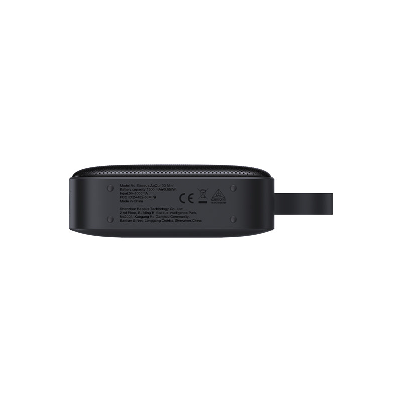 Black electronic device with text on a white background