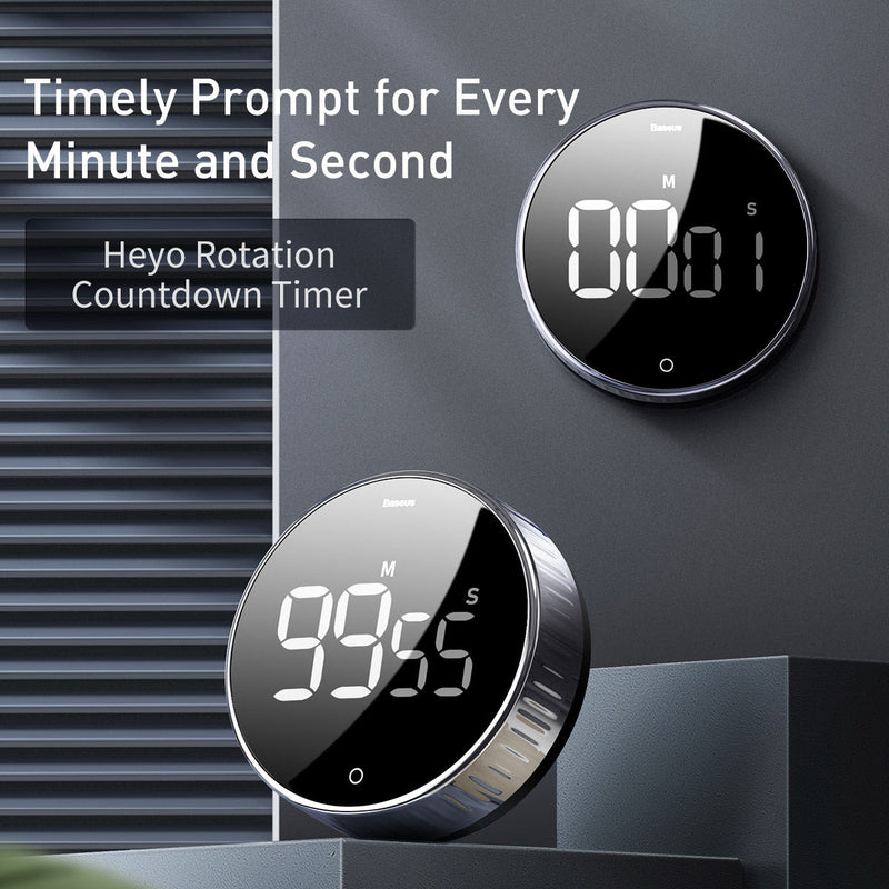 Baseus Heyo Rotation Countdown Cooking Timer - Black