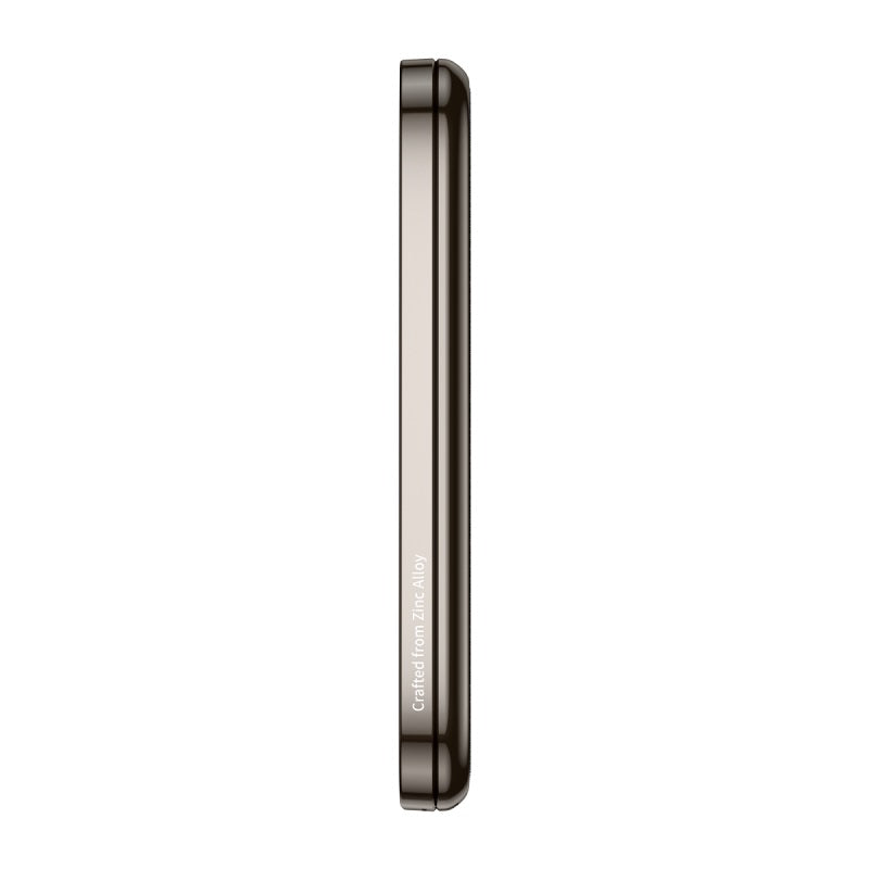 Metallic ring with 'Calvin Klein' branding on a white background