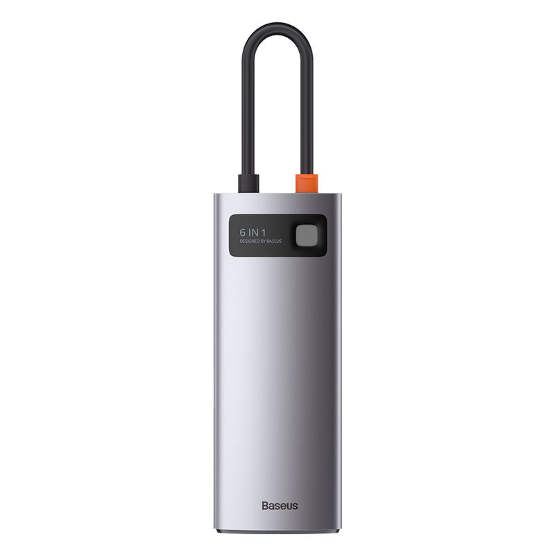 Baseus Metal Gleam Series 6 in 1 Multifunctional HDMI and RJ45 Type C Hub Silver 1