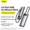 Baseus Metal Gleam Series 6 in 1 Multifunctional HDMI and RJ45 Type C Hub Silver 3