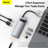 Baseus Metal Gleam Series 6 in 1 Multifunctional HDMI and RJ45 Type C Hub Silver 4