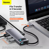 Baseus Metal Gleam Series 6 in 1 Multifunctional HDMI and RJ45 Type C Hub Silver 6